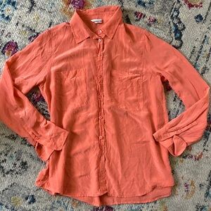 100% Silk Club Monaco Top Coral Large